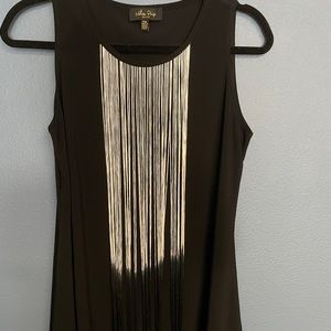 Small Black Blouse with White Dangling Strings